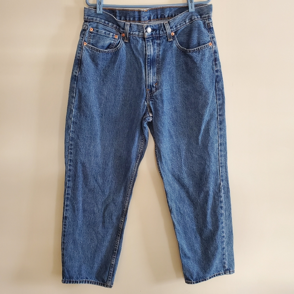 Levi's 550 Men's Blue Denim Straight Leg Relaxed Fit Stonewashed Jeans 36 × 30